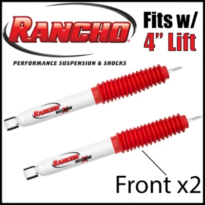 Пара передних амортизаторов Rancho RS5000X подходит для Jeep Wrangler JK 2007-18 годов выпуска с подъемником 4 дюйма - Изображение 1 из 3