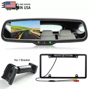 Car License Plate Frame Rear View Reversing Backup Camera 4.3 Mirror Monitor Kit - Picture 1 of 12