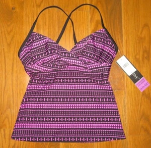 Nuovo costume da bagno BEACH NATIVE rosa/nero TANKINI TOP assorbenti/ferretto 34D/DD - Foto 1 di 5