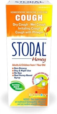 Boiron Stodal Adult Honey Syrup 200ml Homeopathic Medicine Dry & Wet Cough - Image 1 of 4