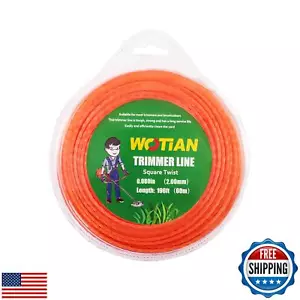 WOTIAN 080 Square Twisted Trimmer line 0.080-Inches Weed Eater String 196-Foo - Picture 1 of 5