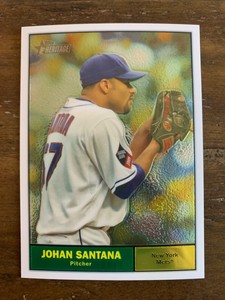 JOHAN SANTANA #'d 1128/1961 2010 Topps Heritage Chrome #C63 New York Mets