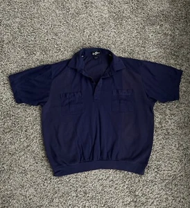 Alan Stewart Shirt Men’s XL Solid Navy Blue Pullover 80s Retro - Picture 1 of 8