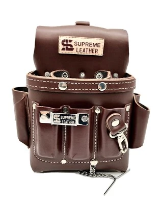 SUPREME LEATHER Leather Tool Pouch for Carpenters Electrical Tool Bag for Electricians Framers