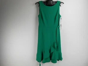 CALVIN KLEIN Sleeveless Asymmetric Tiered Ruffle Stretch Crepe Dress (L29/L42) - Picture 1 of 12