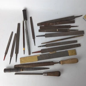 Vtg Metal File Rasp Tool Lot Gold Medal K&E Simonds Round Flat Convex Johnson - Picture 1 of 5