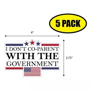 5er-Pack 4 Zoll x 2,75 Zoll ICH BIN NICHT MIT REGIERUNG Aufkleber Abziehbild VG0235 - Bild 1 von 2