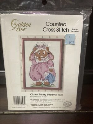 De Colección Goldern Bee Punto de Cruz Kit Trébol Conejito Hora de Dormir #60485 Marco Nuevo  Foto 1 de 4