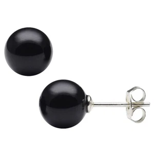 Orecchini Chiusura a Farfalla con Onice Nero 8mm, 925 Argento Rodiato Unisex - Foto 1 di 1