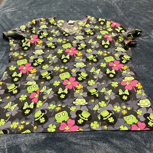 Disney St. Patrick’s Day Scrub Top Women's XL Mickey Mouse Nursing Vet - Picture 1 of 8