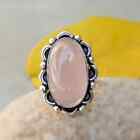 Pink Rose Quartz Ring 925 Sterling Silver Healing Stone Ring Handmade Ring Gift
