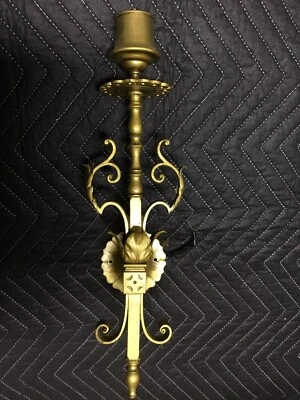 Antique Renaissance Ornate Gilded Solid Brass Wall Light Sconces - Image 1 of 4