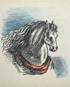 Giorgio DE CHIRICO "Testa di cavallo" , 1972 litografia originale firmata - Foto 1 di 2