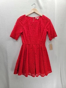 Neu mit Etikett Copper Key rot Spitze Reißverschluss hinten A-Linie Kleid Größe S - Bild 1 von 10