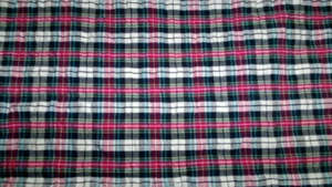 BTHY VTG 70'S BLUE RED WHITE TARTAN PLAID COTTON SEERSUCKER FABRIC 43"W  - Picture 1 of 2