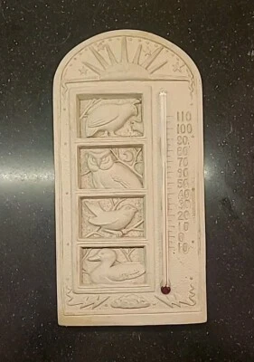 Vintage Carruth Studio Thermometer Owl Duck Sun Cement Garden Decor (B3-J10) - Image 1 of 4