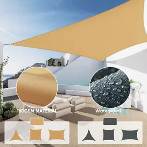 Sonnensegel WASSERDICHT Sonnenschutz Windschutz UV-Schutz Dreieck Rechteck - Bild 1 von 18