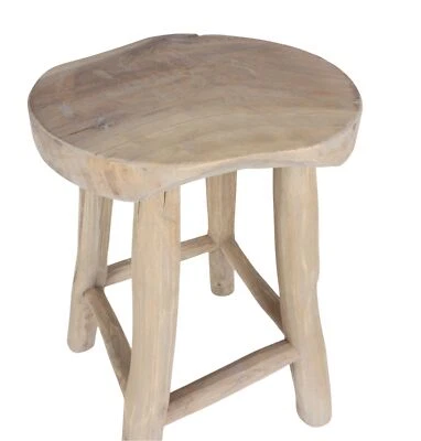 Rustikaler Teakholz Hocker Sitzhocker Holzhocker Blumenhocker Beistelltisch Deko - Bild 1 von 4