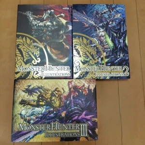 Capcom Monster Hunter Illustrations Vol 1 & 2 & 3 Art Book Set Libri Officia - Foto 1 di 20