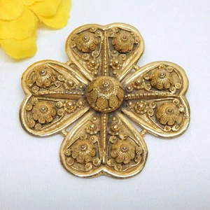 VINTAGE ETRUSCEANA RICE WEINER GOLD TONE ETRUSCAN REVIVAL FLOWER BROOCH - Picture 1 of 3