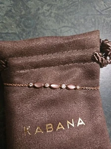 Beautiful Kabana 14K Rose Gold Diamond & Mother Of Pearl Bolo Bracelet - Picture 1 of 12