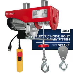 Sistema de polea de polipasto eléctrico, cabrestante eléctrico de 440 lb con control de 20 pies - Imagen 1 de 9