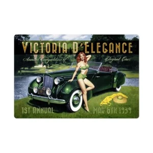 VICTORIA D'ELEGANCE CAR SHOW GIRL 36" HEAVY DUTY USA MADE METAL HOME DECOR SIGN - Picture 1 of 1