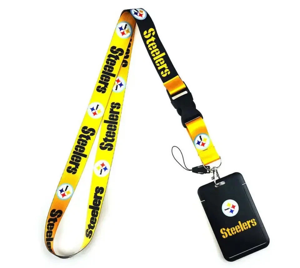 Nuevo Llavero NFL Lanyard Pittsburgh Steelers Soporte de Identificación Envío en Stock EE. UU. Foto 1 de 1