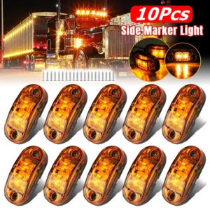 10PCS 2.5 inch Side Marker Clearance Lights Oval 12V-24V 2 LED Car Truck Trailer - Picture 1 of 13
