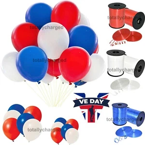 50 Union Jack Red White Blue Balloons Queen Jubilee GB Royal Street Party Decor - Picture 1 of 28