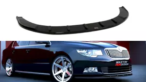 Difusor delantero diseño Maxton brillo abdominales negros para Skoda Superb II - Imagen 1 de 3