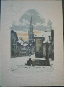 Rouen France Cathedral Notre Dame French Artist Victor Valery Christmas Embossed - Picture 1 of 3