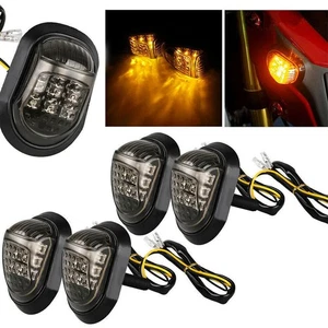 4X Amber Motorcycle 9 LED Flush Mount Turn Signals Indicator Blinker Lights 12V - Picture 1 of 8