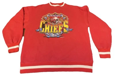 Sudadera De Colección 1994 Kansas City Chiefs Logo XL Atlética Roja Cuello Redondo KC Fútbol Foto 1 de 4