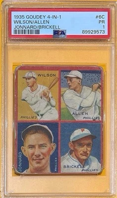 1935 Goudey - 4-in-1 - #6C Wilson/Allen/Jonnard/Brickwell - PSA 1 - Image 1 of 4