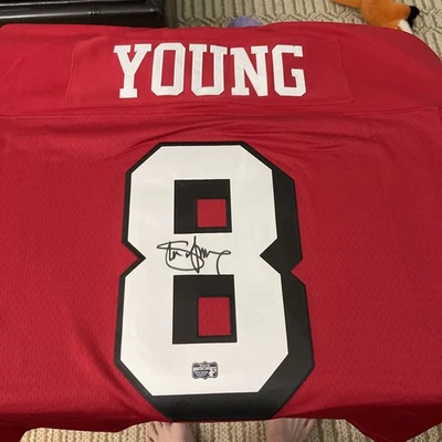 CAMISETA STEVE YOUNG AUTÉNTICA FIRMADA POR MITCHELL & NESS 49ERS RADTKE... Foto 1 de 4
