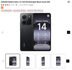 XIAOMI Redmi Note 14 128 GB Negro Medianoche Doble SIM - Imagen 1 de 1