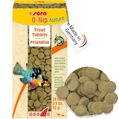 Tableta adhesiva Sera O-Nip Nature alimento para peces, 24 tabletas, 0,5 onzas, talla única Foto 1 de 4