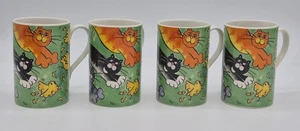 Set Of 4 Dunoon Mugs Cups Crazy Cats Mugs Design By Jane Brookshaw - Picture 1 of 8