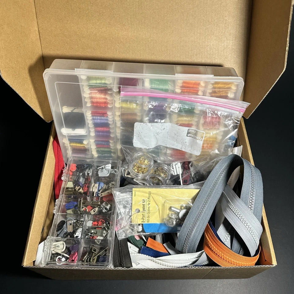 ¡Lote de 5 libras de cremalleras y accesorios de costura! Kit de reparación de roscas, deslizadores, tiradores Foto 1 de 4