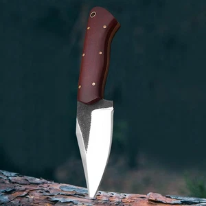 Handmade High Carbon Steel Hunting Knife  With Leather Sheath - Picture 1 of 5