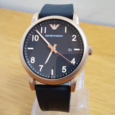 Mens XL Emporio Armani Vintage Military Trench Style Aviator Pilots Date Watch - Image 1 of 4