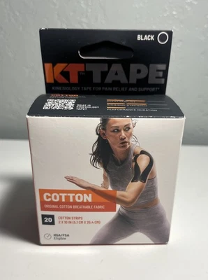 Fita KT fita cinesiologia para alívio da dor, preta 20 tiras de algodão; frete grátis - Imagem 1 de 4