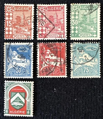 1926-49 Argélia 7 selos não usados e usados, SC#38-210 incompleto - Imagem 1 de 2