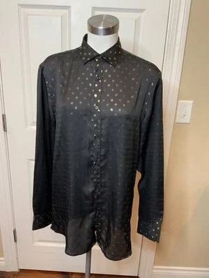 Blusa Zara Negra Calce Ajustado Dorada Lunares Manga Larga, Talla M Foto 1 de 4