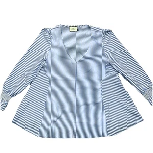 Tuckernuck Easton Blouse Blue Striped V-Neck Size Medium Preppy Nautical - Picture 1 of 16