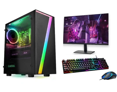 Fast Gaming PC Computer SET Monitor Quad Core i5 16GB 1TB Win 10 2GB GT710 - Image 1 of 4