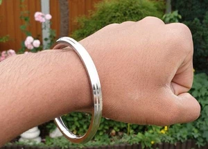 Stainless Steel Kara Sikh Bangle Singh Kaur Kada Lines Punjabi Bracelet Y10R New - Picture 1 of 12