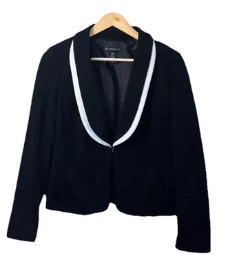 Chaqueta Blazer INC Blanco y Negro Clásico Estilo Esmoquin Damas Talla Pequeña Foto 1 de 4