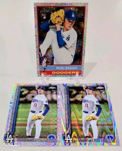 2025 Topps Chrome Heritage ROKI SASAKI SP (3x) Rookie RC LOT+Xfractor + Raywave - Picture 1 of 7